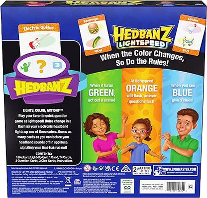 Hedbanz Lightspeed Game with Lights & Sounds | Family Games | Games for Family Game Night| Kids Games | Card Games for Families & Kids Ages 6 and up
