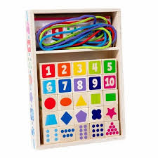 NAP Wooden Beading Number Puzzle – Juego Montessori de Enhebrado y Números de Madera