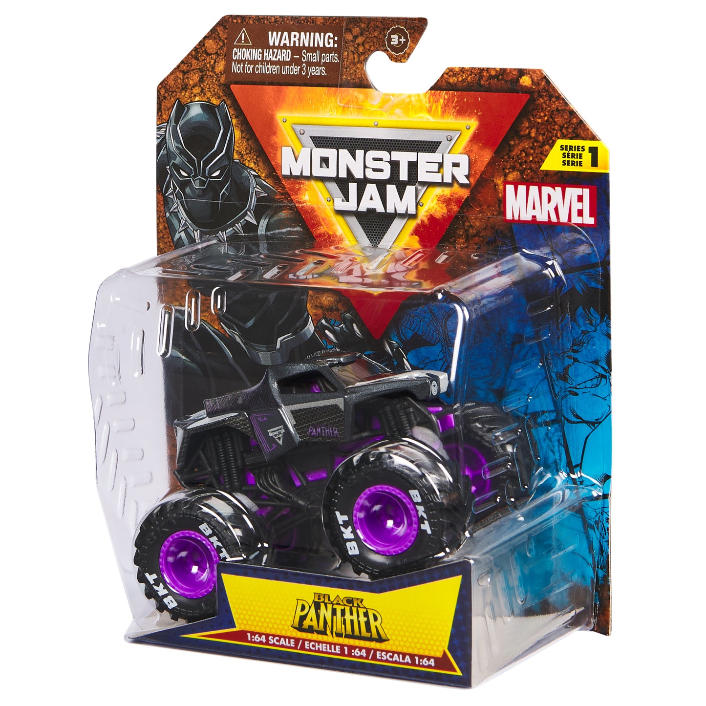 Monster Jam, Marvel Official Black Panther Monster Truck, Die-Cast Vehicle, 1:64 Scale, Super Hero Kids Toys for Boys Ages 3 and up