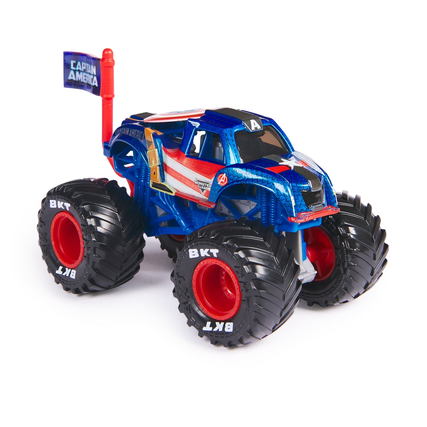 Monster Jam, Marvel Official Captain America Monster Truck, Die-Cast Vehicle, 1:64 Scale, Super Hero Kids Toys for Boys Ages 3 and up