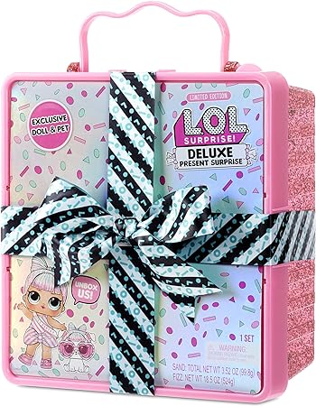 LOL Surprise Deluxe Present Surprise with Limited Edition Doll, and Pet, Pink - Adorable Fashion Doll and Colorful Accessories in Giftable Packaging - Birthday, for Girls Age 4-15 Years