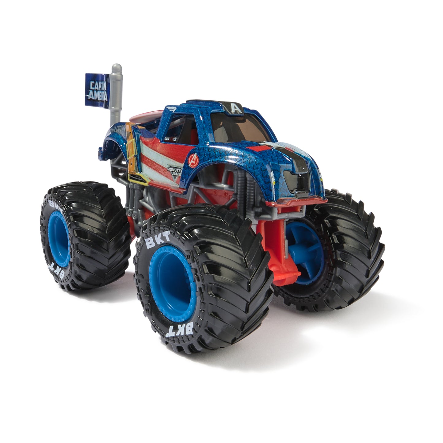 Monster Jam, Marvel Official Captain America Monster Truck, Die-Cast Vehicle, 1:64 Scale, Super Hero Kids Toys for Boys Ages 3 and up