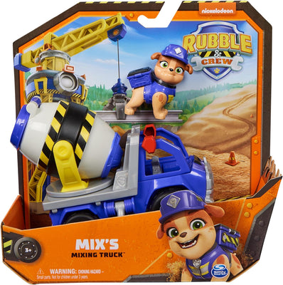 Rubble & Crew, Mix’s Cement Mixer Toy Truck with Action Figure and Movable Construction Toys, Kids Toys for Ages 3 and Up