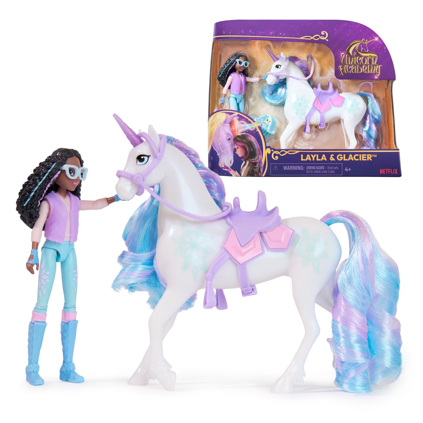 Unicorn Academy, Layla & Glacier Set with 2 Riding Accessories & Hair Styling Tool, Dolls & Unicorn Toys for Girls Ages 4 and up