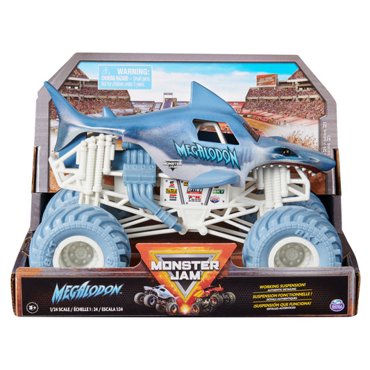 Monster Jam, Official Megalodon Monster Truck, Collector Die-Cast Vehicle, 1:24 Scale, Kids Toys for Boys and Girls Ages 3 and up