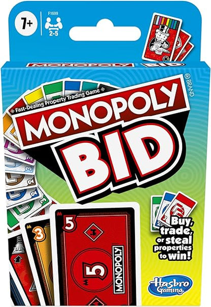 Hasbro Gaming Monopoly Bid Game,Quick-Playing Card Game for 4 Players,Game for Families and Kids Ages 7 and Up