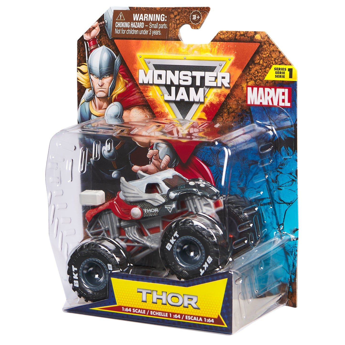 Monster Jam, Marvel Official Thor Monster Truck, Die-Cast Vehicle, 1:64 Scale, Super Hero Kids Toys for Boys Ages 3 and up