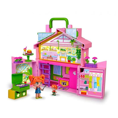 Pinypon - House Pink Briefcase | Convertible Dollhouse with Many Different Rooms and Everyday Accessories, for Building a Mini Doll City - From 4 Years