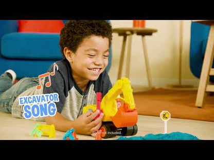 Blippi Excavator - Fun Freewheeling Vehicle with Features Including 3 Construction Worker, Sounds and Phrases - Educational Vehicles for Toddlers and Young Kids,Yellow