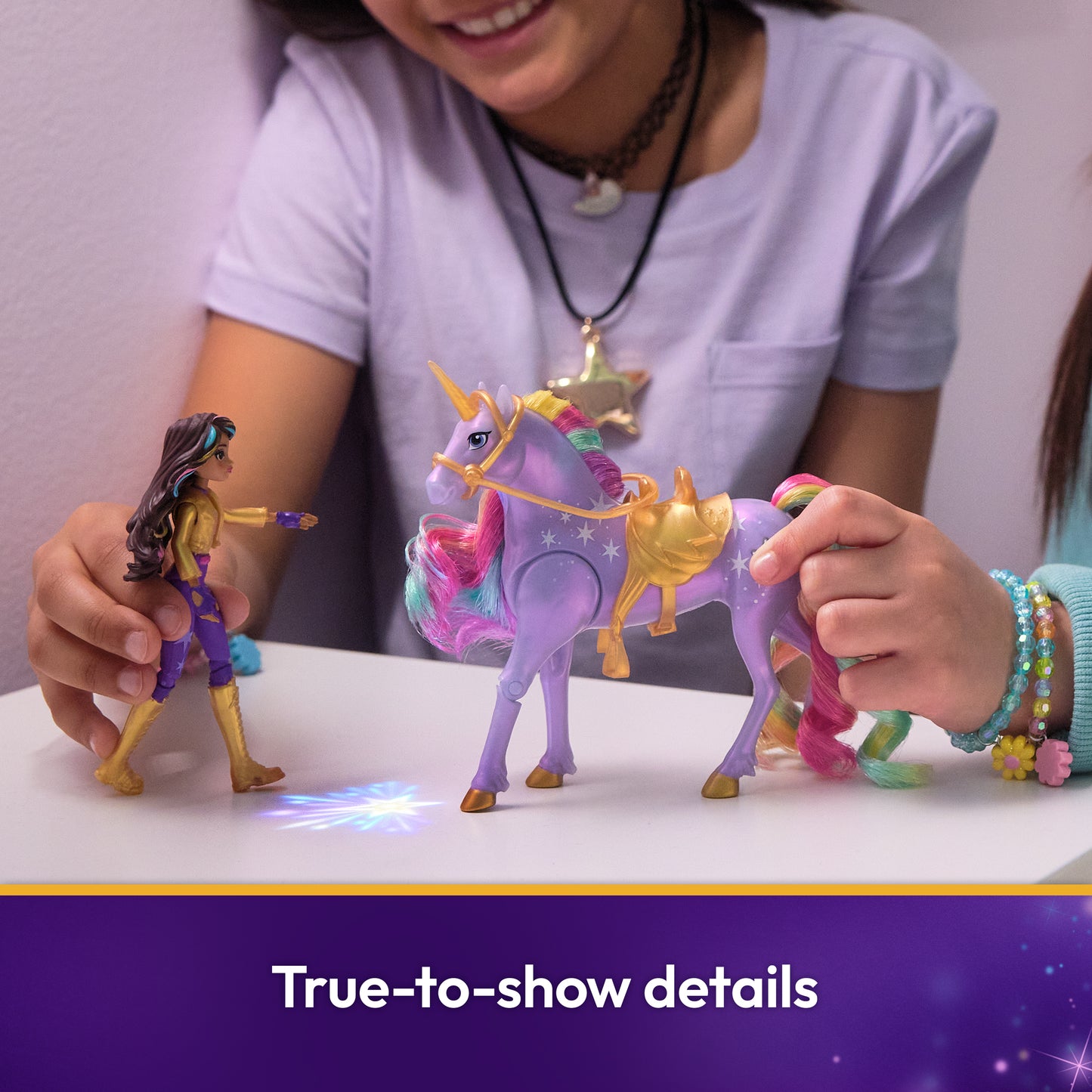 Unicorn Academy, Sophia & Light Magic Wildstar with Rainbow Light-up Effects, 2 Riding Accessories, Dolls & Unicorn Toys for Girls Ages 4 and up