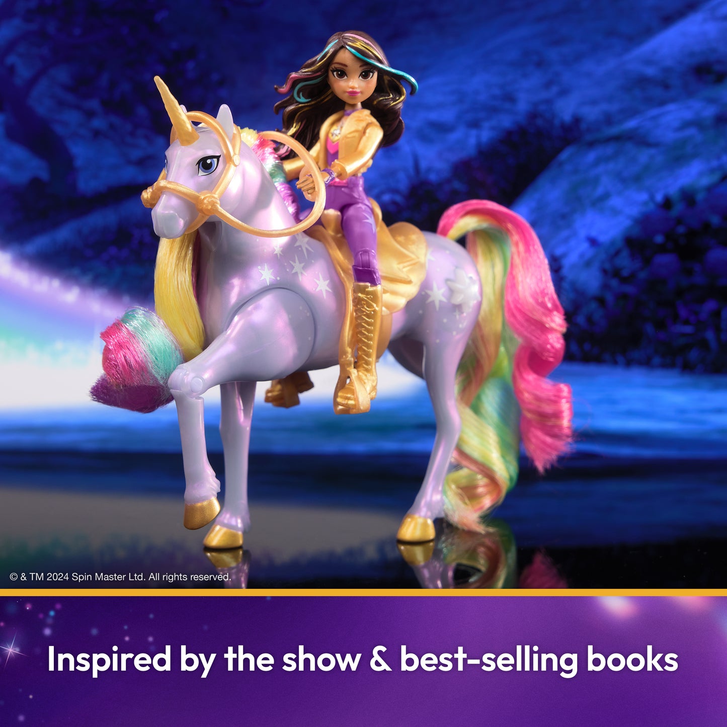 Unicorn Academy, Sophia & Light Magic Wildstar with Rainbow Light-up Effects, 2 Riding Accessories, Dolls & Unicorn Toys for Girls Ages 4 and up