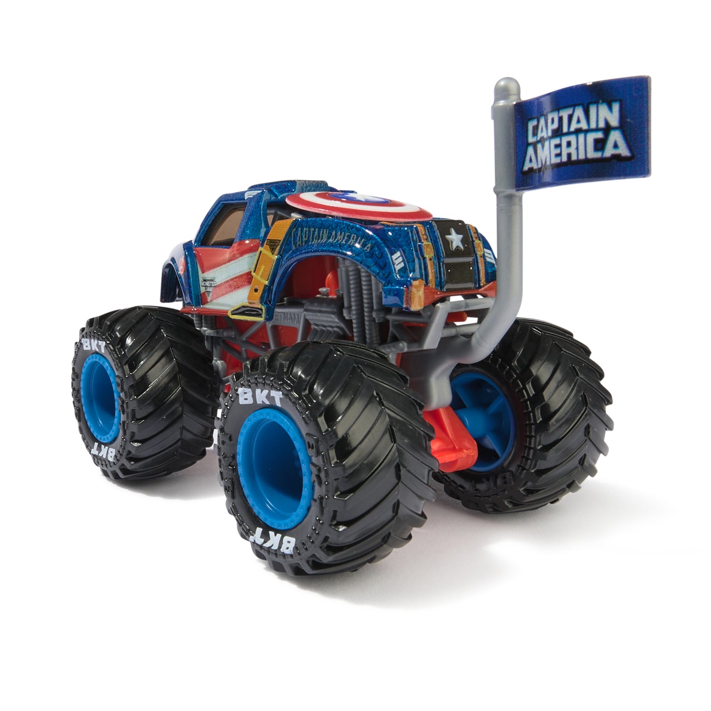 Monster Jam, Marvel Official Captain America Monster Truck, Die-Cast Vehicle, 1:64 Scale, Super Hero Kids Toys for Boys Ages 3 and up