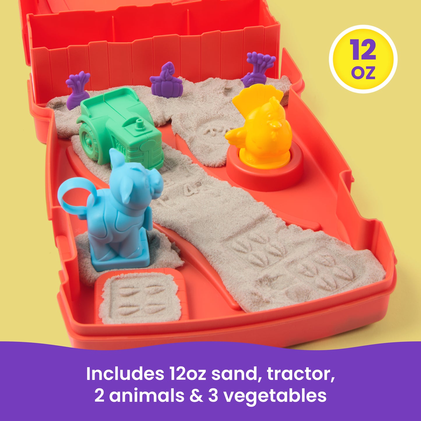 Kinetic Sand Sandy Farm Playset  The Original Moldable Play Sand — Farm Fun for Kids!