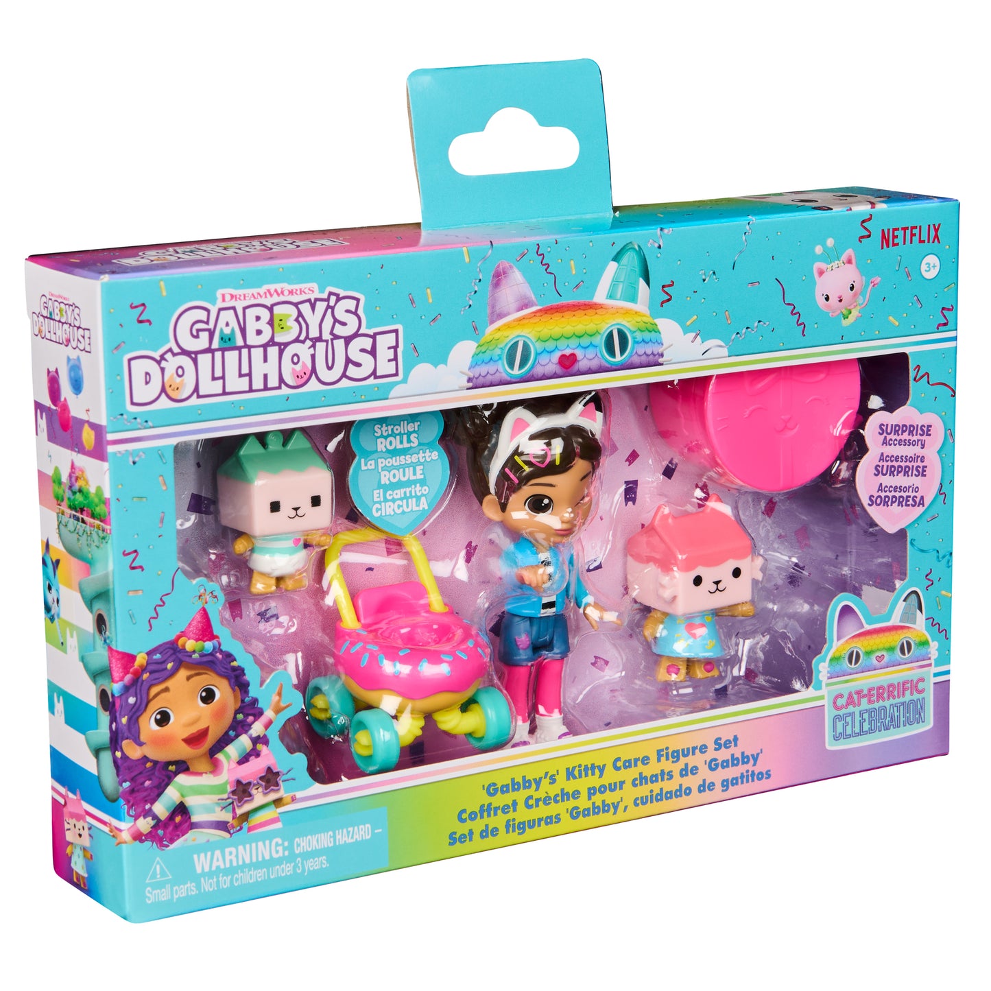 Gabby’s Dollhouse, Kitty Care Figure Set with Gabby, Baby Box, Baby Benny Box, Surprise Toys & Dollhouse Accessories, Kids Toys for Girls & Boys 3+