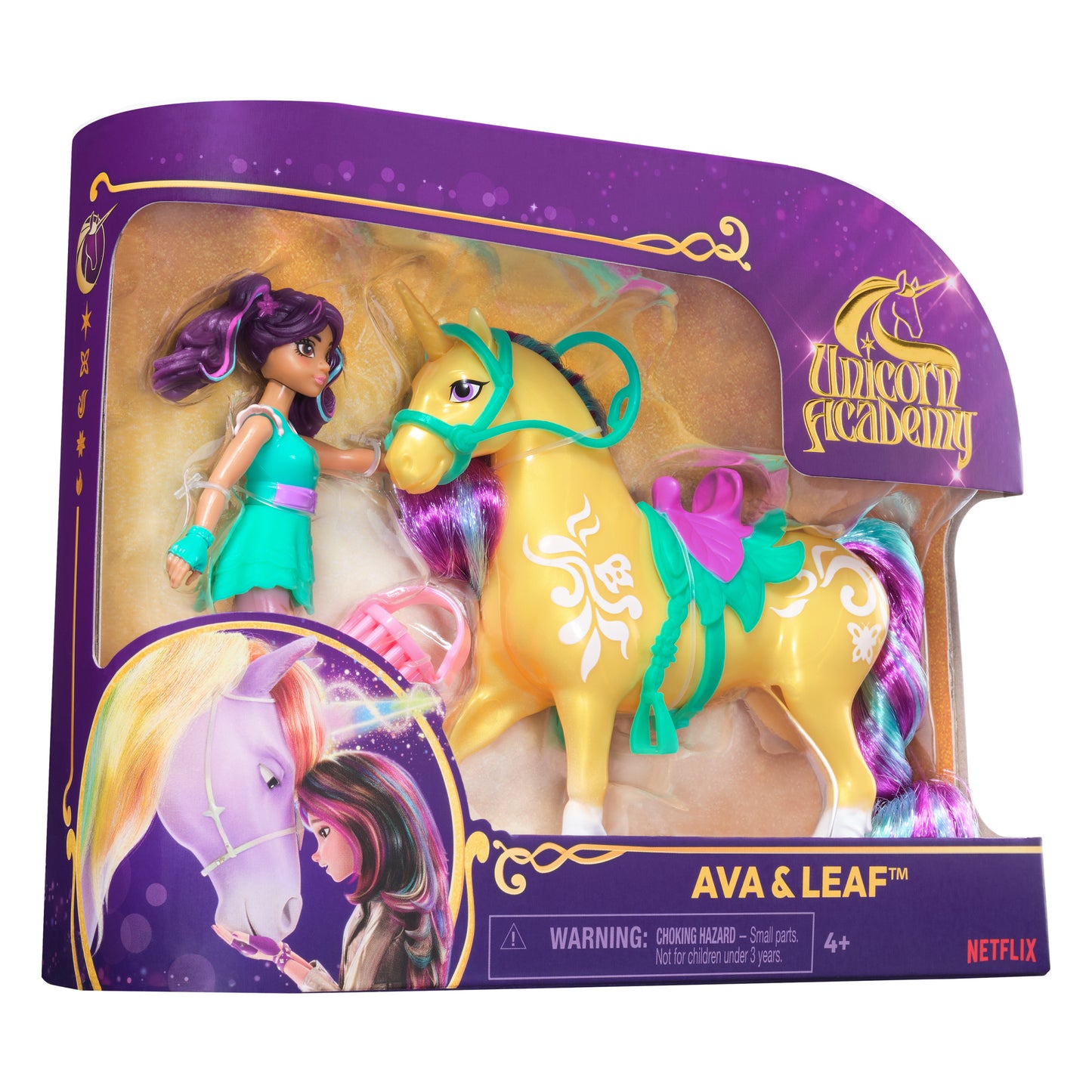 Unicorn Academy, Ava & Leaf Set with 2 Riding Accessories & Hair Styling Tool, Dolls & Unicorn Toys for Girls Ages 4 and up