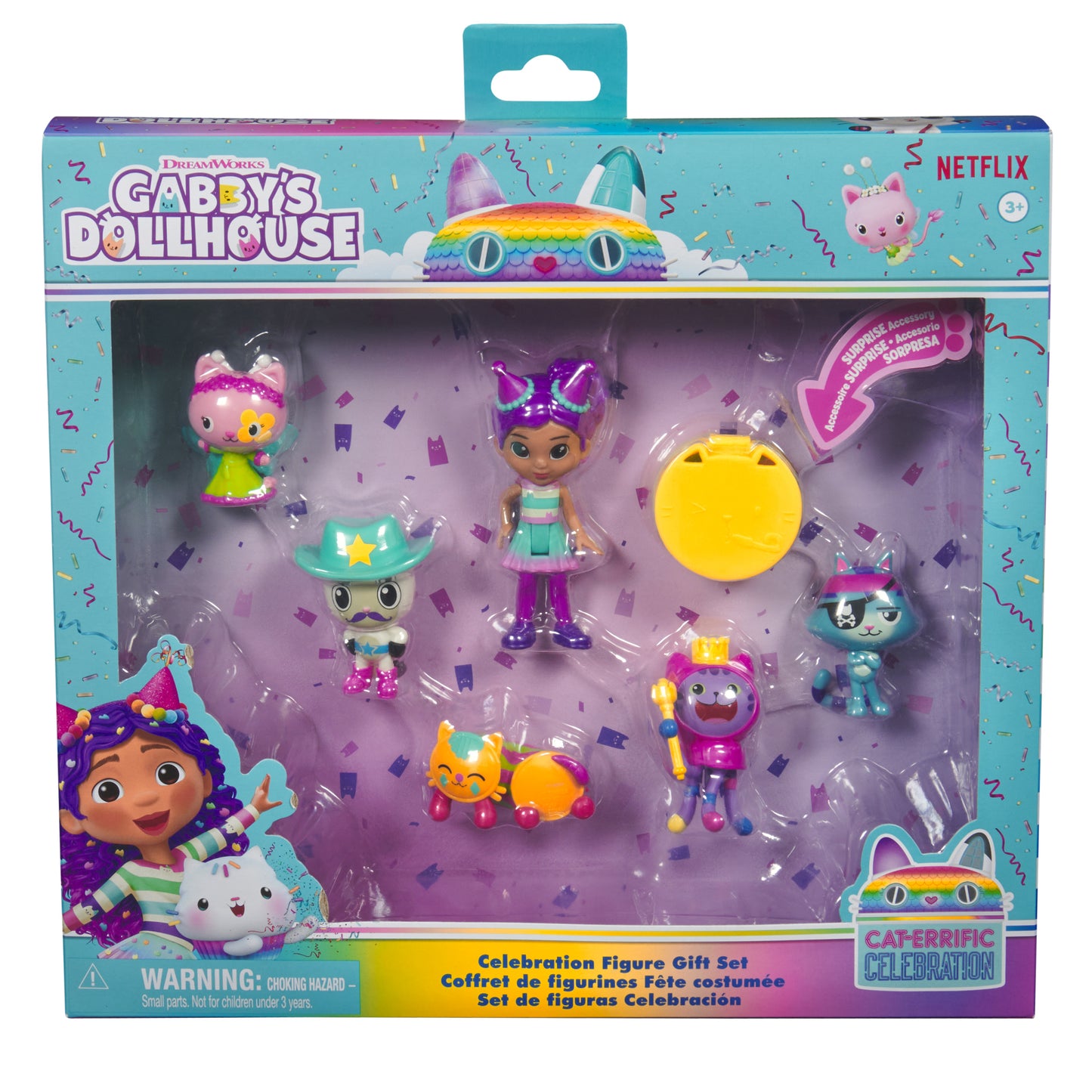 Gabby’s Dollhouse, Celebration Themed Figures with Gabby Girl, 5 Cat Toy Figures, Surprise Toys & Dollhouse Accessories, Kids Toys for Girls & Boys 3+