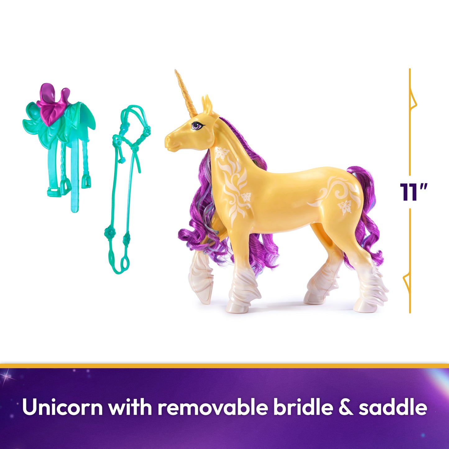 Unicorn Academy, Leaf Unicorn with Head Movement, 2 Riding Accessories, 11”, Compatible with Ava Fashion Doll, Dolls & Unicorn Toys for Girls Ages 4+