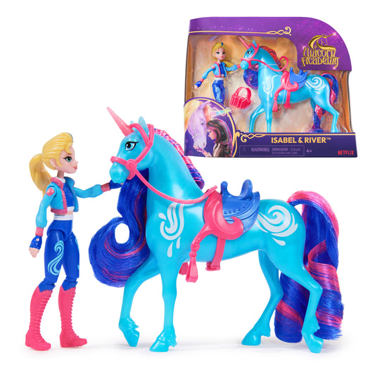 Unicorn Academy, Isabel & River Set with 2 Riding Accessories & Hair Styling Tool, Dolls & Unicorn Toys for Girls Ages 4 and up