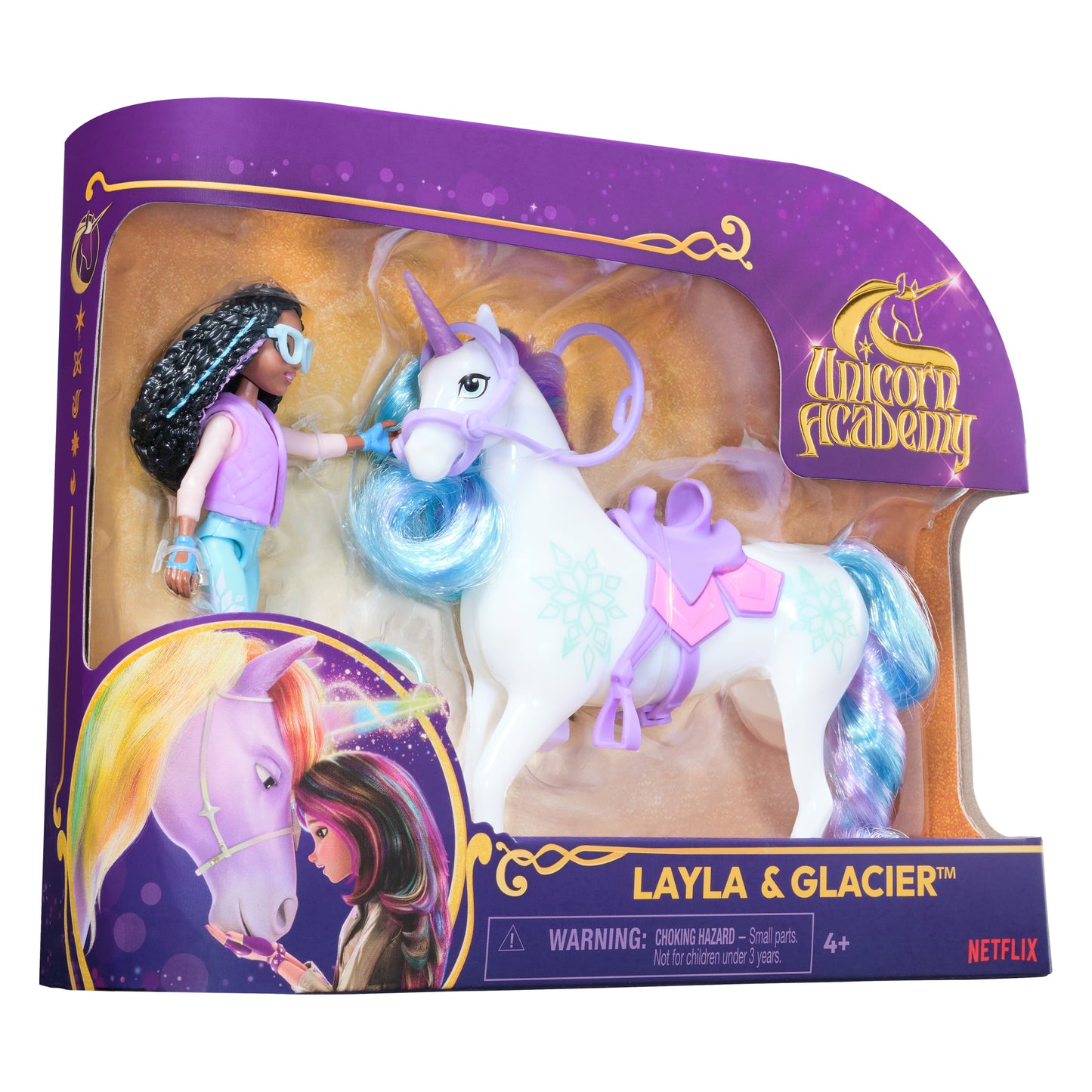 Unicorn Academy, Layla & Glacier Set with 2 Riding Accessories & Hair Styling Tool, Dolls & Unicorn Toys for Girls Ages 4 and up