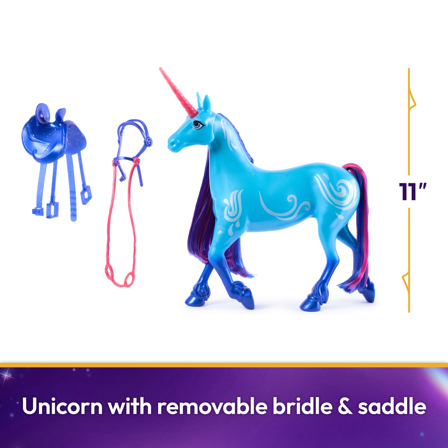 Unicorn Academy, River Unicorn with Head Movement, 2 Riding Accessories, 11”, Compatible with Isabel Fashion Doll, Dolls & Unicorn Toys for Girls