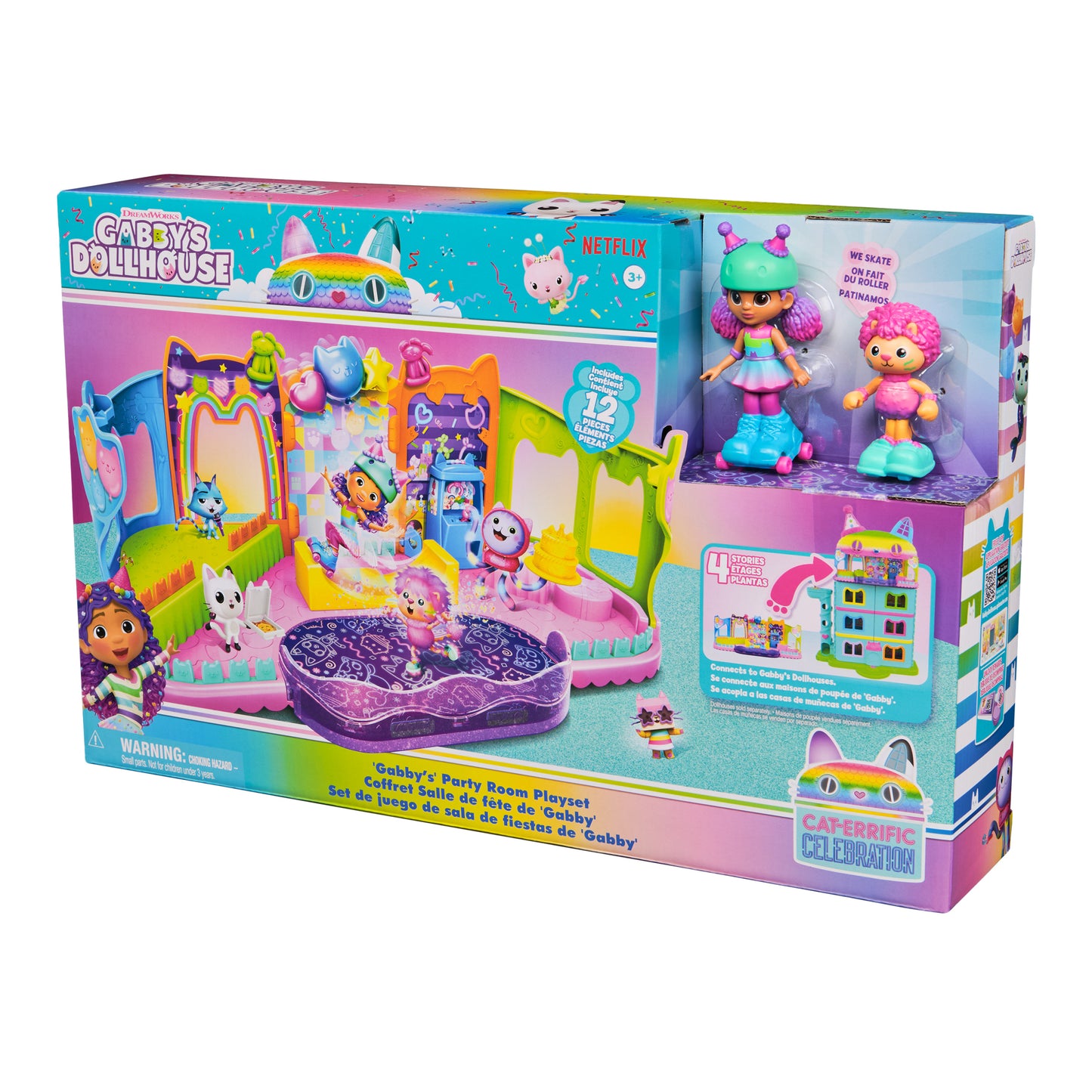 Gabby’s Dollhouse, Party Room Playset with Exclusive Toy Figures, Dollhouse Furniture, Accessories & Fidget Play, Kids Toys for Girls and Boys Ages 3+