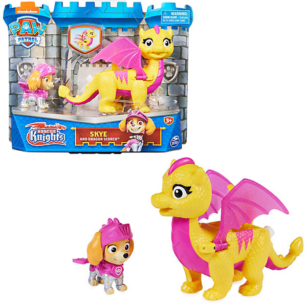 Paw Patrol Rescue Knights Hero Pups - Sky : Pup Figure and Dragon Ages 3 and UP