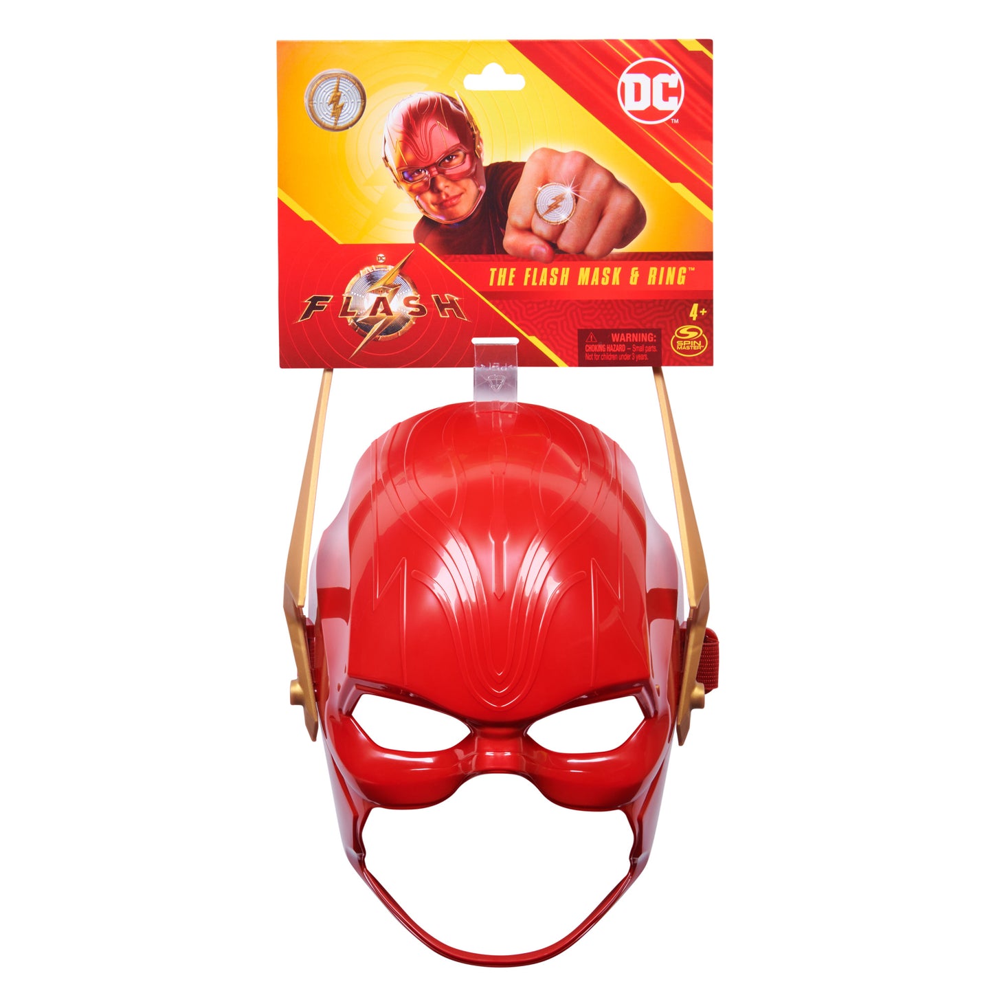 DC Comics, The Flash Hero Set, Iconic Mask with Visor and Ring, The Flash Kids Roleplay Costume for Boys and Girls, Ages 4 and up