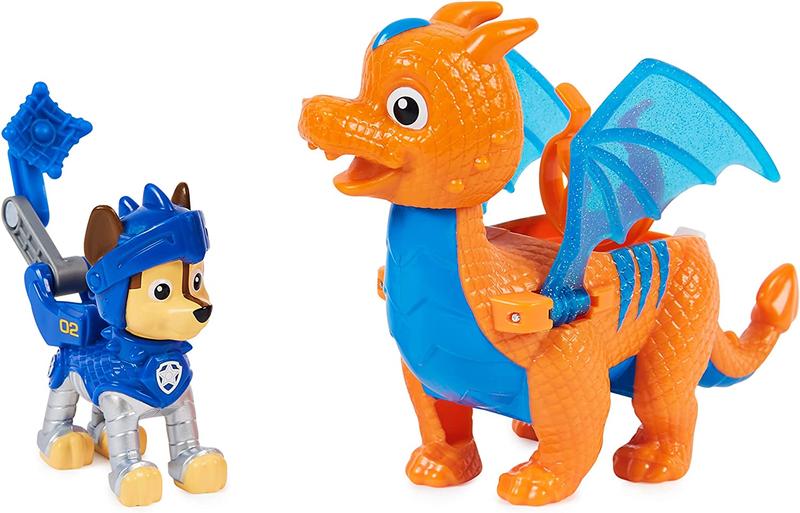 Paw Patrol Rescue Knights Hero Pups - Chase : Pup Figure and Dragon Ages 3 and UP