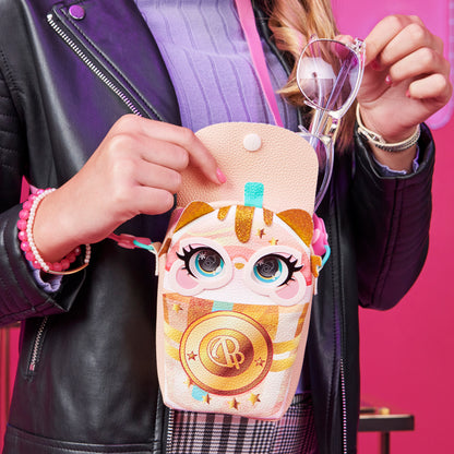 Purse Pets, Treat Yo Self Catpuchino Interactive Pet Toy and Handbag with Light up Cheeks, over 25 Sounds and Reactions, Kids Toys for Girls
