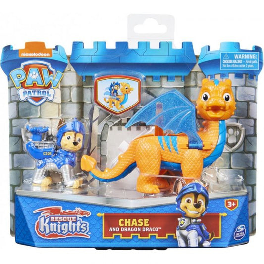 Paw Patrol Rescue Knights Hero Pups - Chase : Pup Figure and Dragon Ages 3 and UP